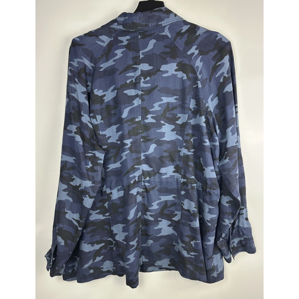 Lane Bryant Camo Anorak Jacket Blue Lyocell Military Grunge Plus Size 18/20 2X - Picture 3 of 8